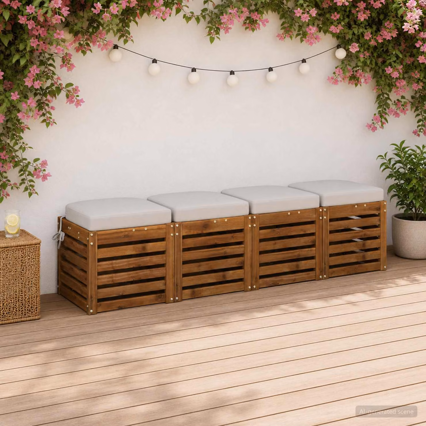 Set di 4 cuscini per sedile vidaXL SOEST in poliestere, colore bianco