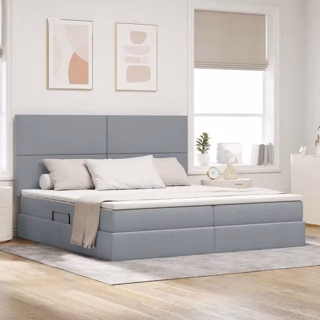 Letto con contenitore e materasso vidaXL Grigio, L/P: 200 x 200 cm, H: 128 cm