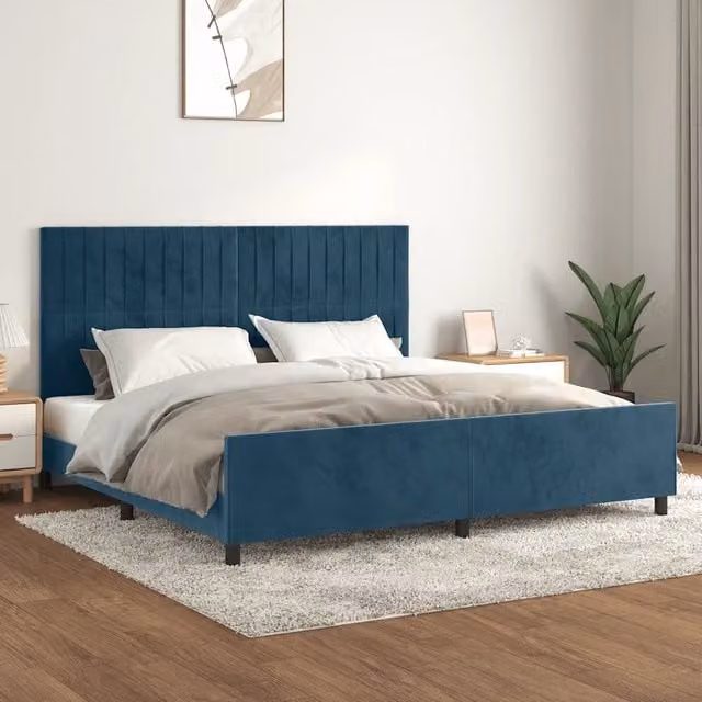 Giroletto senza Materasso Blu Scuro 200x200 cm in Velluto 3125901