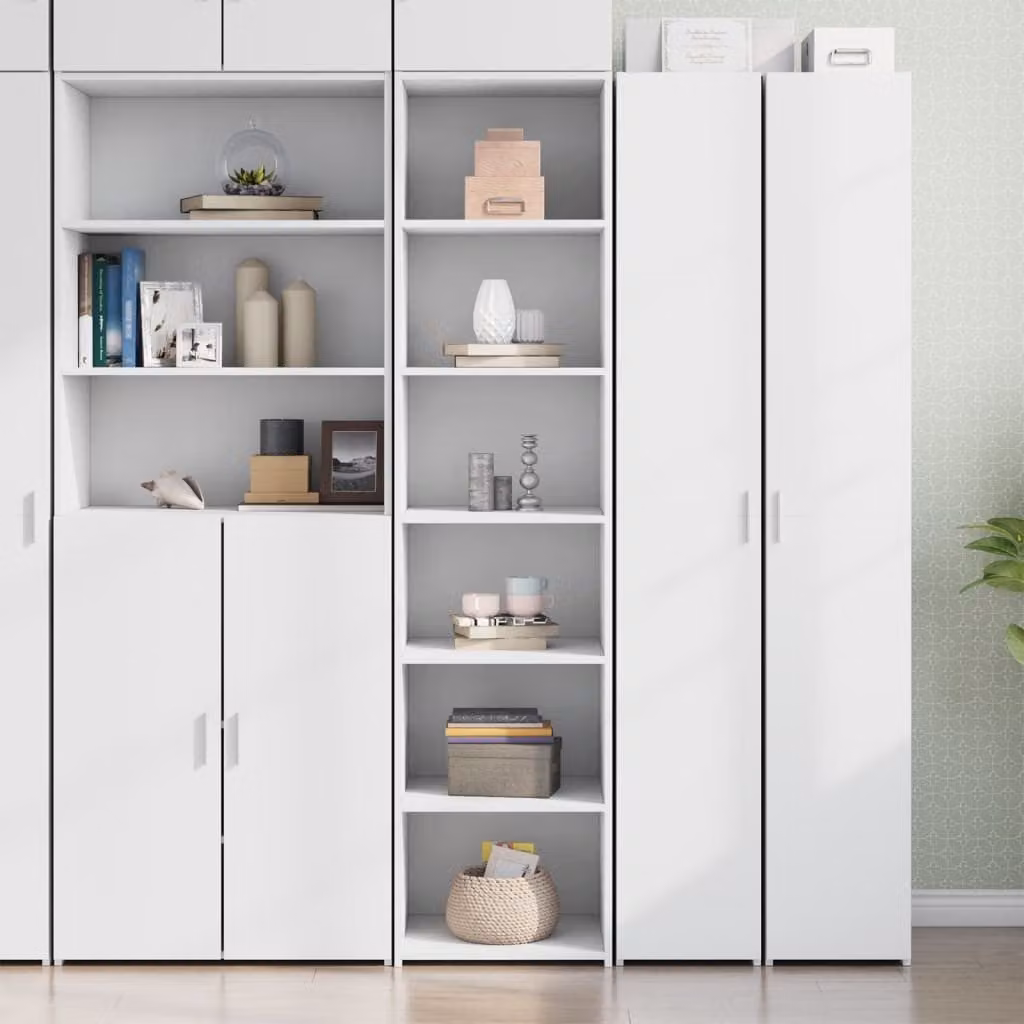 Credenza moderna vidaXL bianca in legno e MDF con ante a battente e ripiani interni, L 45 cm x P 41 cm x H 185 cm