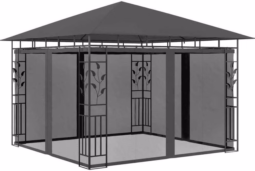 Il gazebo Living Store con zanzariera 3x3x2,73 m antracite 180 g/m²
