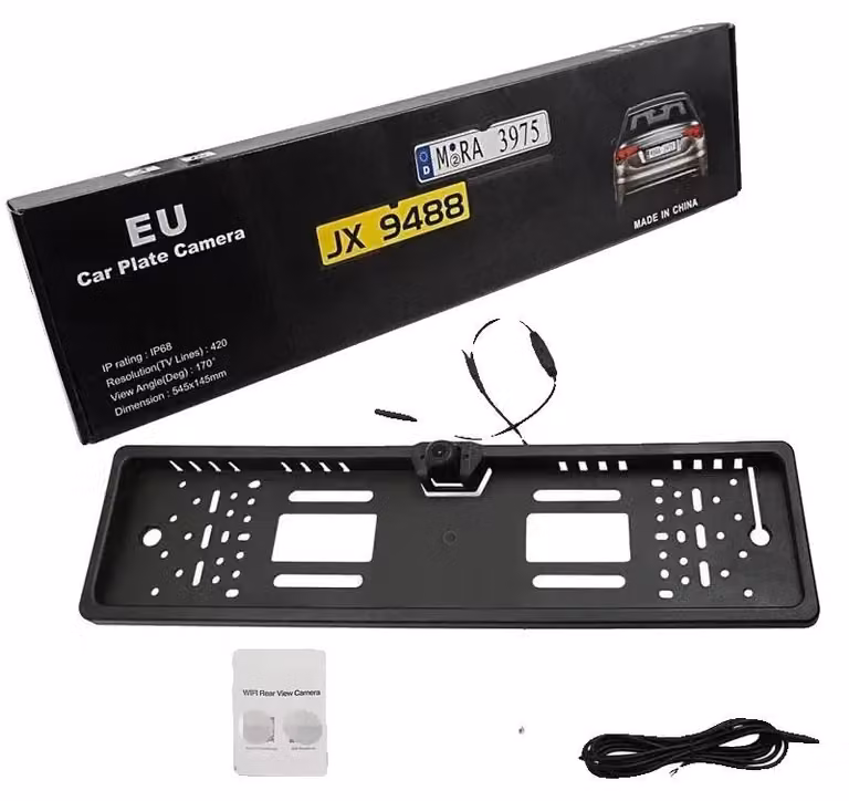 Telecamera per auto per la retromarcia, wireless, ad alta definizione, con visione notturna, design impermeabile, colore nero