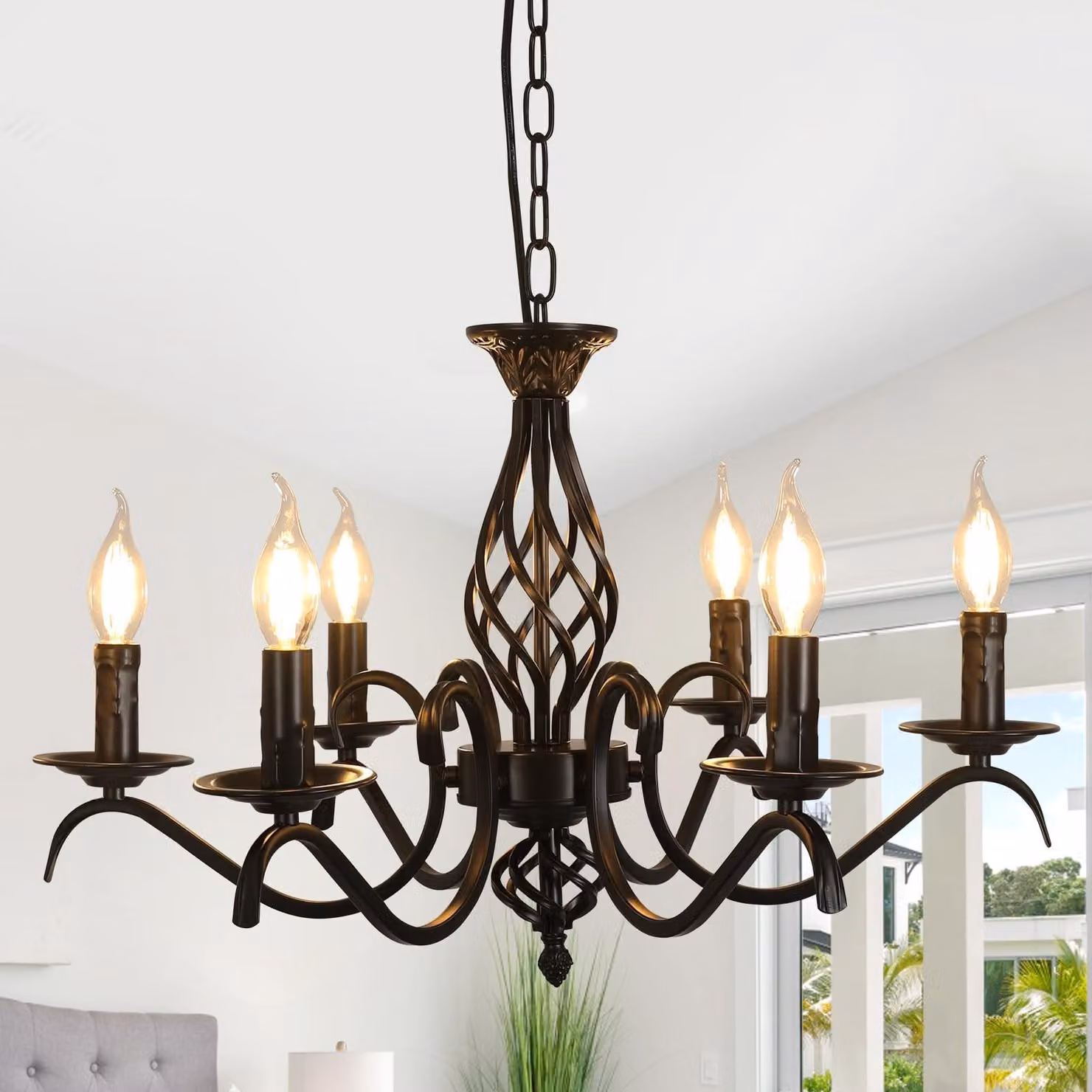 Elzusha - Lampada a sospensione vintage moderna con 6 luci, ideale per il soggiorno