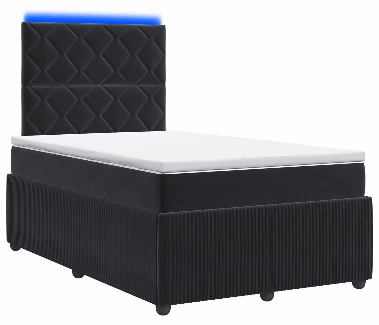 Letto boxspring LED con materasso nero 120 x 200 cm velluto