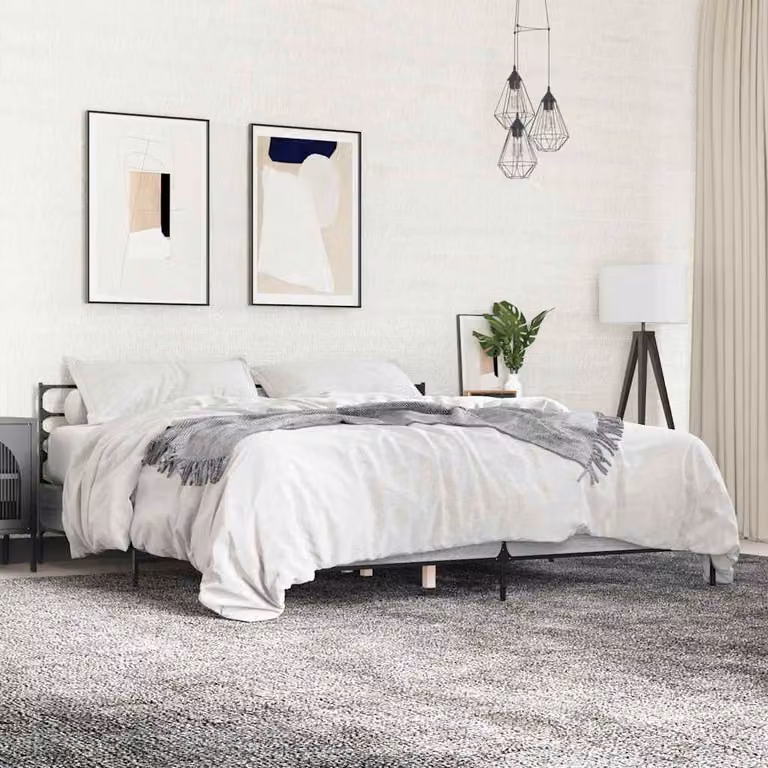 Giroletto vidaXL in legno multistrato e metallo, Grigio Sonoma, 200x200 cm