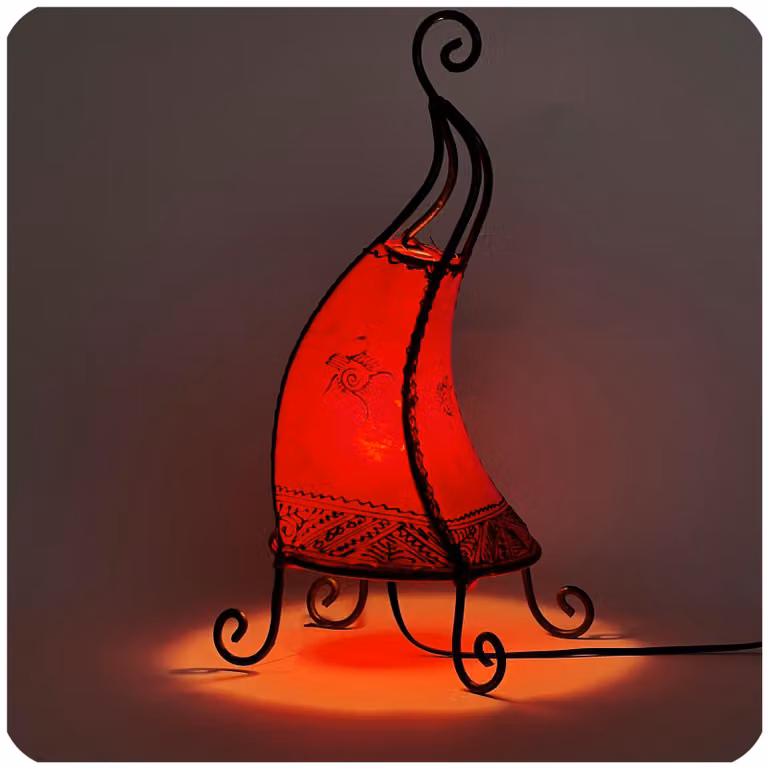 Lampada orientale lampada all'henné lampada marocchina in pelle lampada da tavolo lampada da terra coq sun 40 cm, rosso