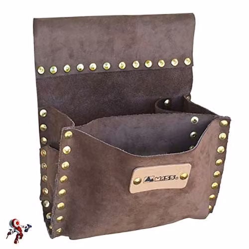 Mass Borsa Carpentiere in Cuoio Borchiata - 3 Tasche