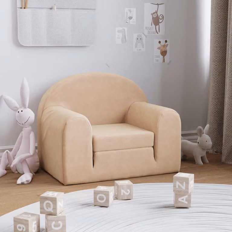 Maison Exclusive - Divano letto per bambini color crema, morbido peluche