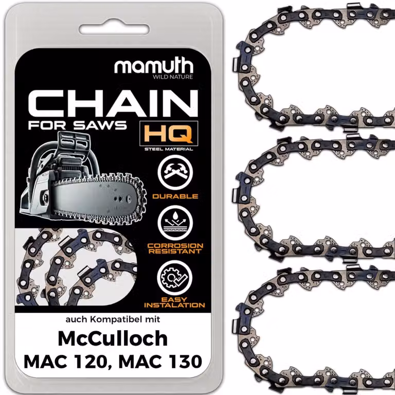 3 catene per motosega, lunghezza 40 cm, passo 1,3 mm, attacco 3/8", modello 55 TG, compatibili con motoseghe McCulloch MAC 120 e MAC 130