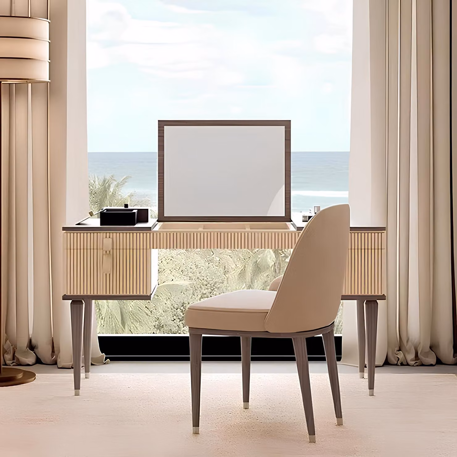 Schminktisch mit Spiegel Luxus Konsole Kommode Schlafzimmer Schminktisch