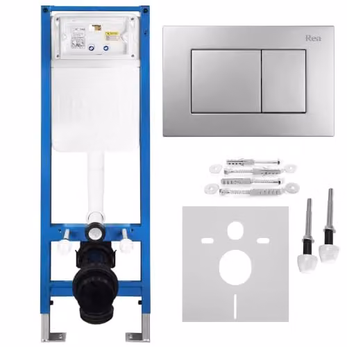 Rea - Kit da incasso sottile 024n per WC con pulsante J satinato - 22 x 35,2 x 106,2 cm