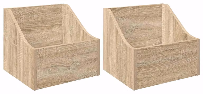 Scatola per dischi in vinile, 2 pezzi, legno impiallacciato in rovere Sonoma, dimensioni 37 x 33 x 32 cm