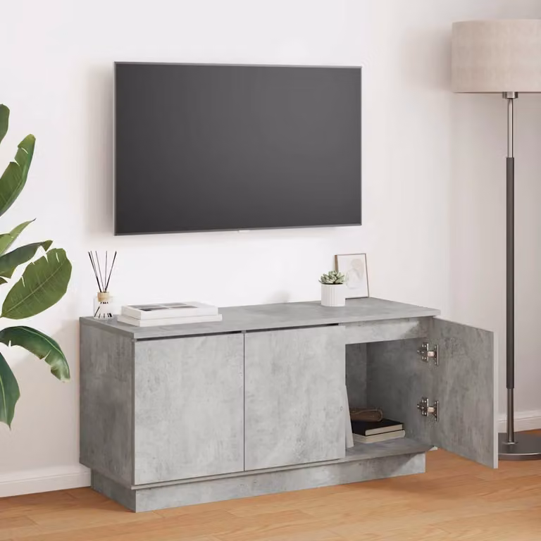 Mobile TV moderno vidaXL in legno ingegnerizzato e MDF, Grigio, L 100 x P 38 x H 49 cm