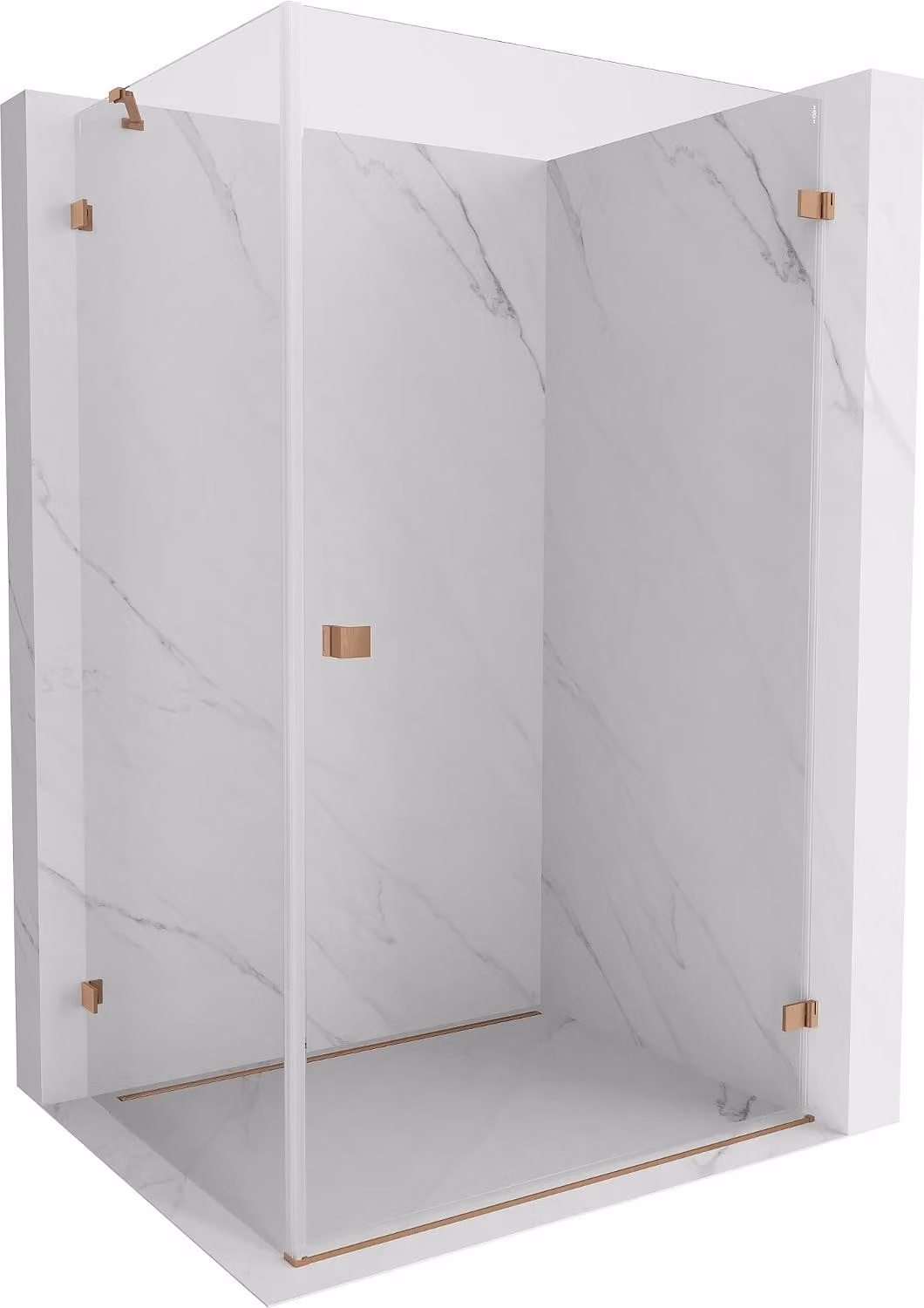 Mexen Lunar-B cabina doccia a battente destra 100 x 80 cm, trasparente, rame spazzolato - 832-100-080-65-00-P