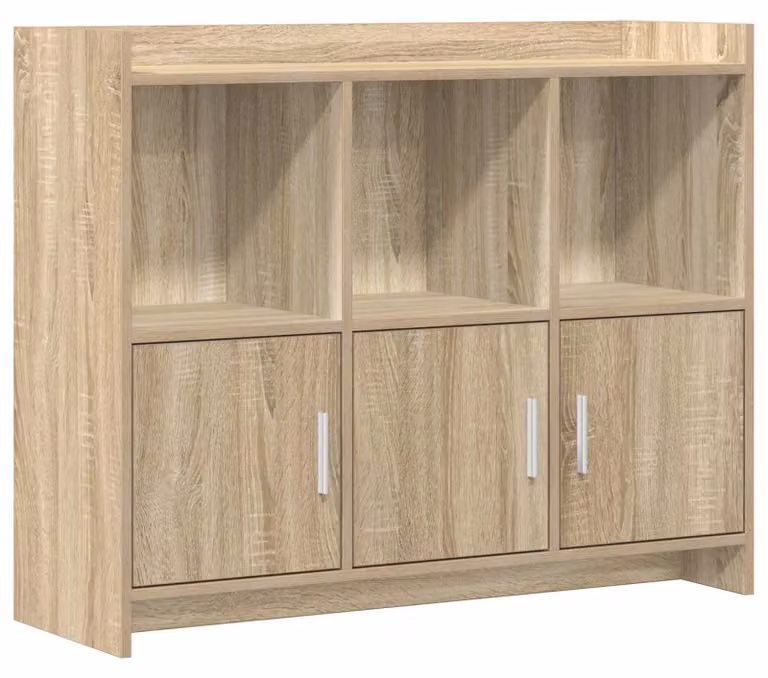 Mobiletto servitore in legno effetto noce Sonoma, dimensioni 98,5 x 33 x 80 cm, realizzato in legno composito
