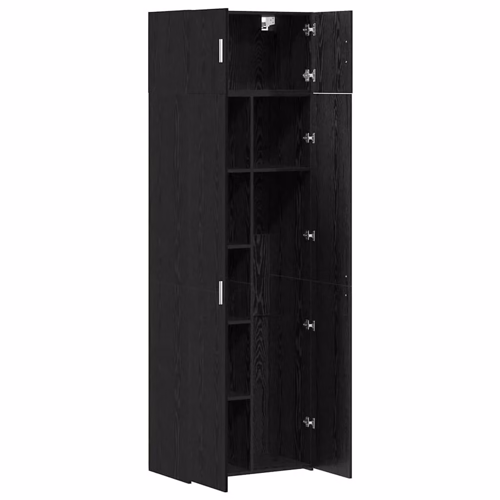 Mobiletto portaoggetti moderno in MDF nero con ante a battente L 70 cm, P 42,5 cm, H 185 cm – 2