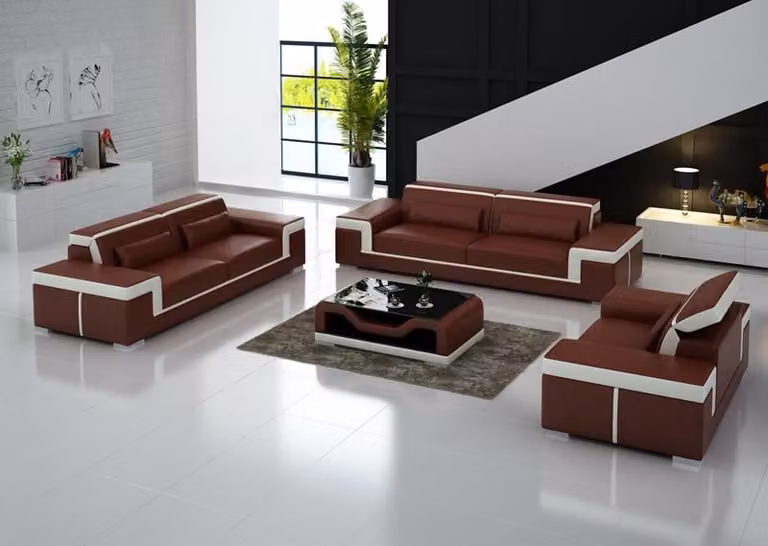 Ledersofa Couch Wohnlandschaft 3+2+1 Sitzer Garnitur Sofagarnitur Sofa mit USB