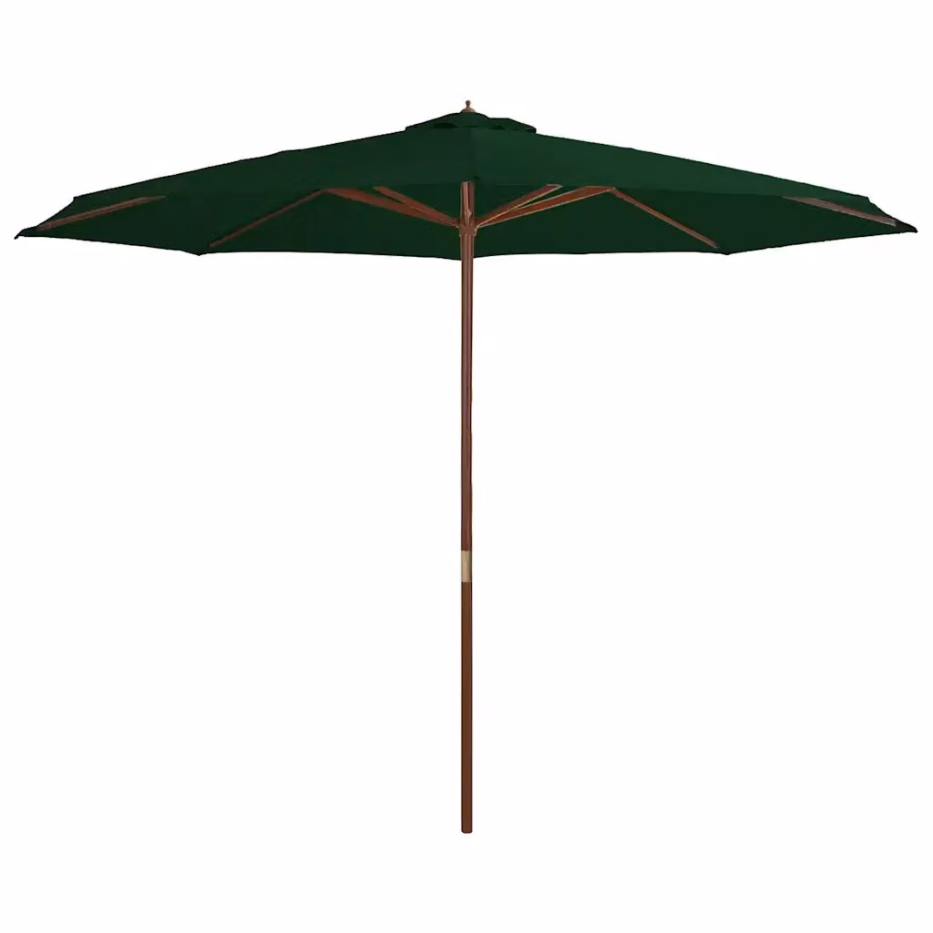 Ombrellone da giardino DESIGN IN con palo in legno e copertura in poliestere verde, diametro 350 cm – 2