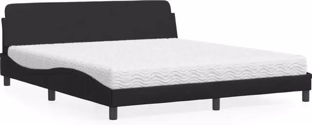 Letto con Materasso Dover vidaXL in Similpelle Nero, L/P: 180 x 200 cm