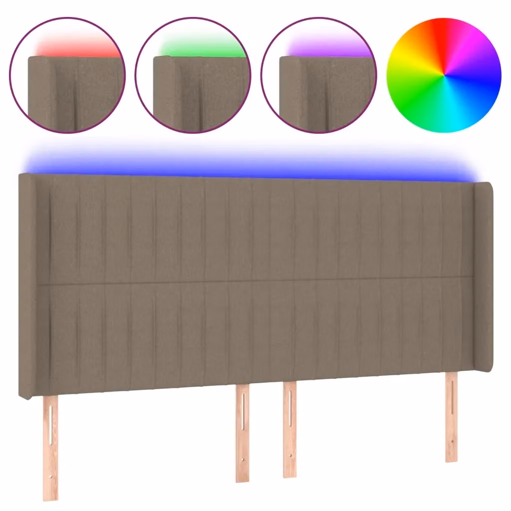 Testiera con LED e porta USB vidaXL in tessuto beige/grigio L: 163 cm, P: 16 cm, H: 118/128 cm – 2