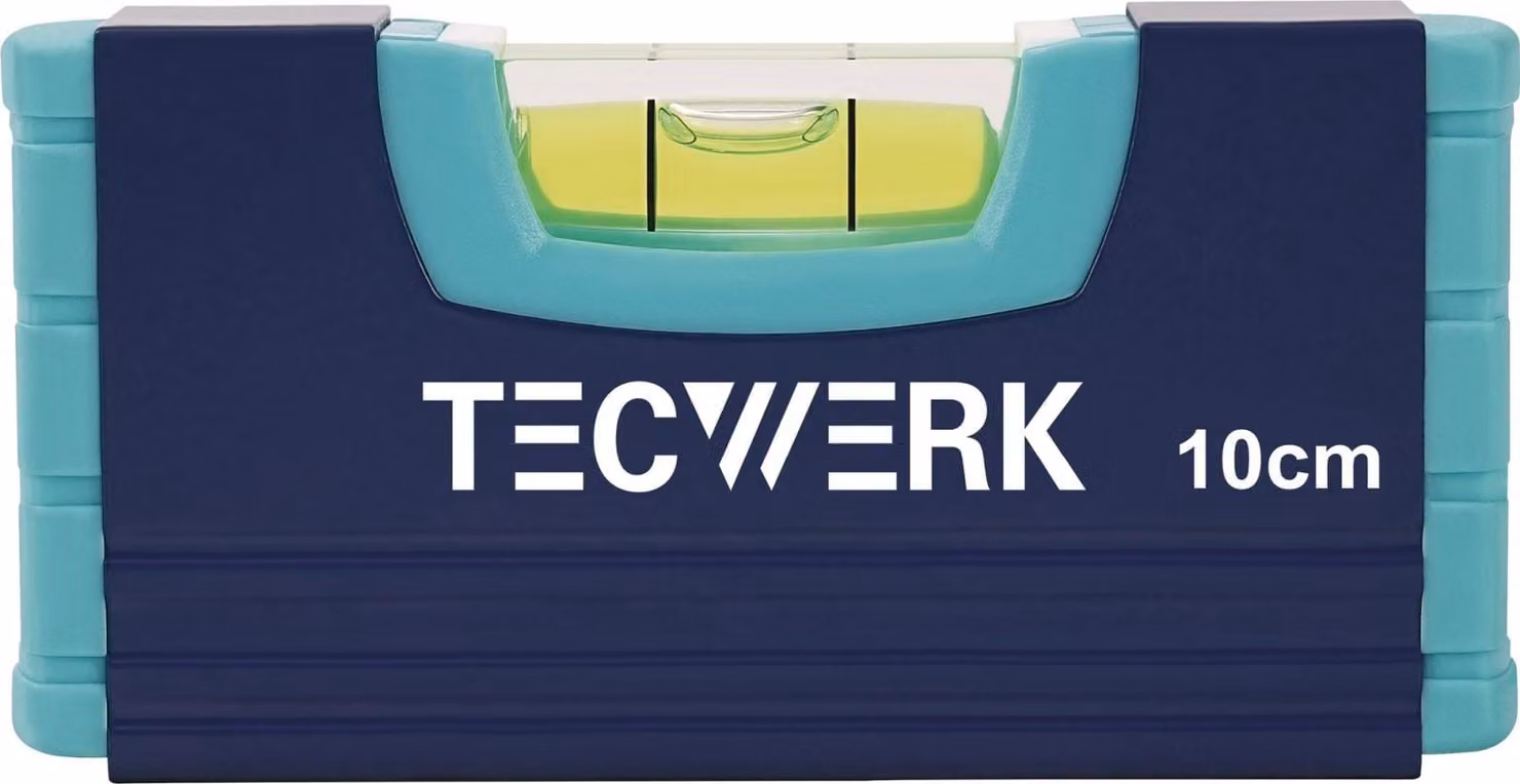 Livella a bolla da 10 cm, alluminio, colore blu, precisione ± 1,0 mm/m, marca TECWERK