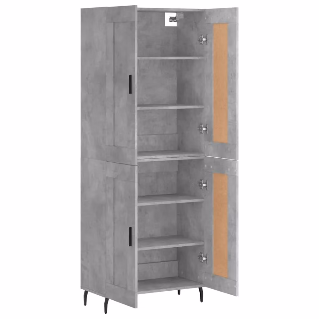 Mobile contenitore moderno con ante e ripiani interni per cucina o soggiorno, grigio, H: 180 cm, L: 69,5 cm, P: 34 cm – 2