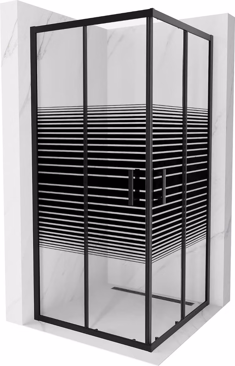 Mexen Rio cabina doccia quadrata 90 x 90 cm, bande nere, nero - 860-090-090-70-20