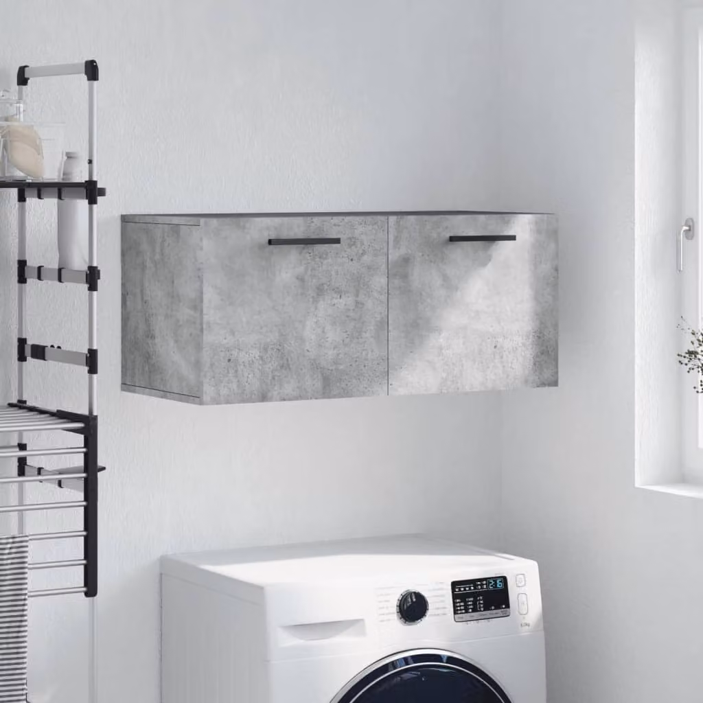 Mobile a parete vidaXL in legno multistrato e MDF, colore grigio cemento, L 80 x P 36,5 x H 35 cm