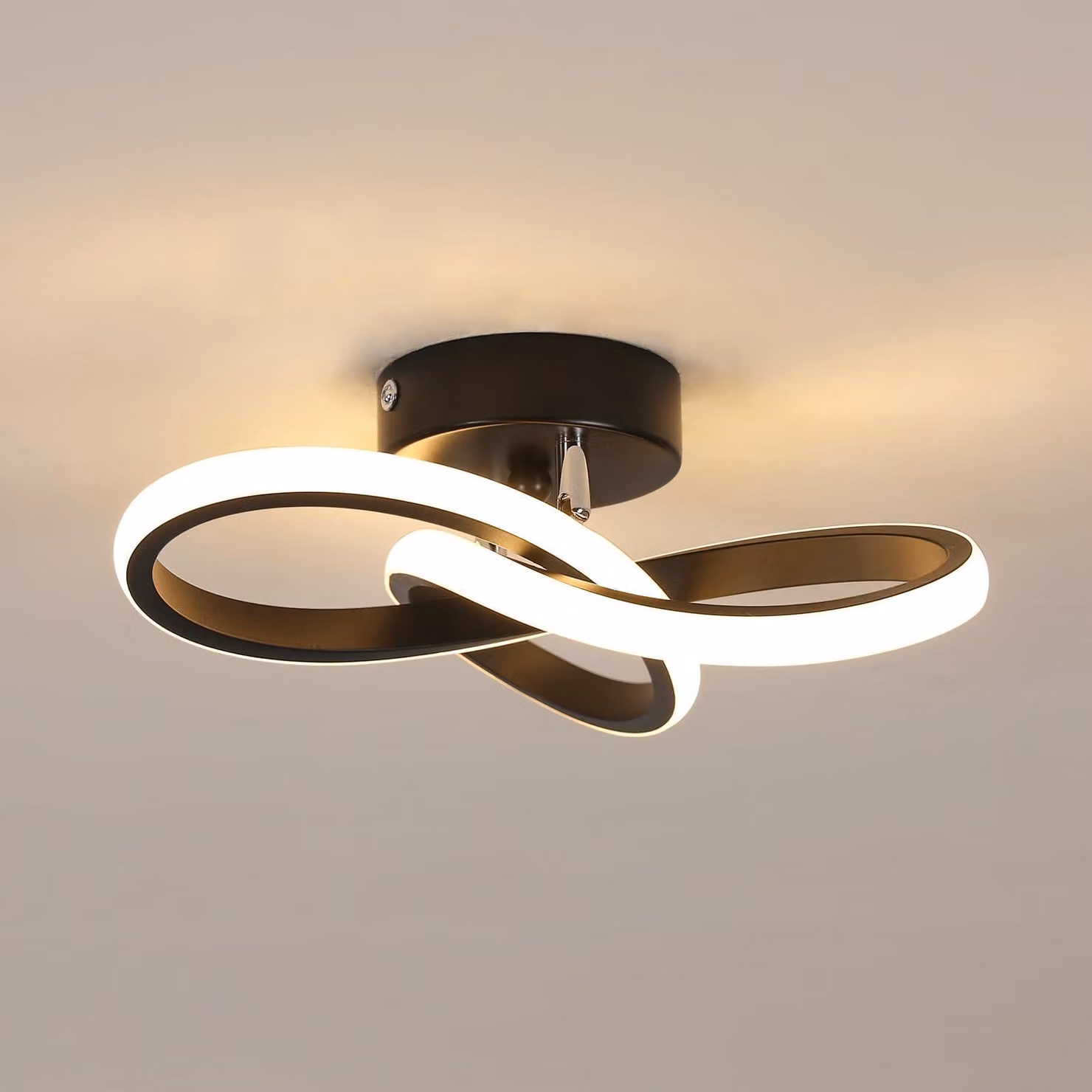 Lampada da soffitto LED Toolight, 22W, 2475 lumen, 3000K, colore nero, diametro 25 cm, ideale per la camera da letto