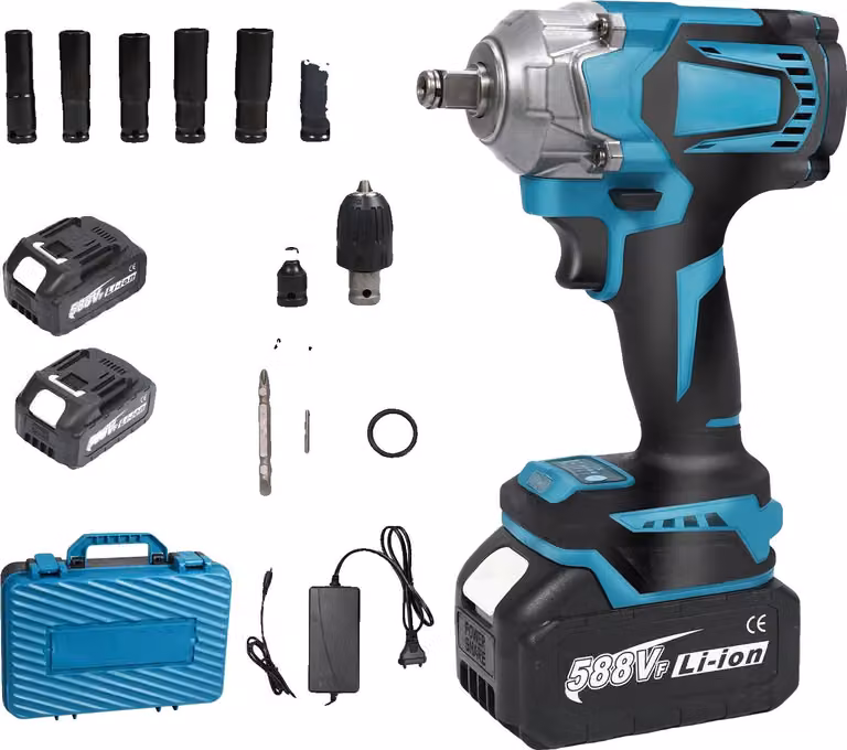 Avvitatore a impulsi, coppia 1200 NM, motore brushless, 2 batterie, EU