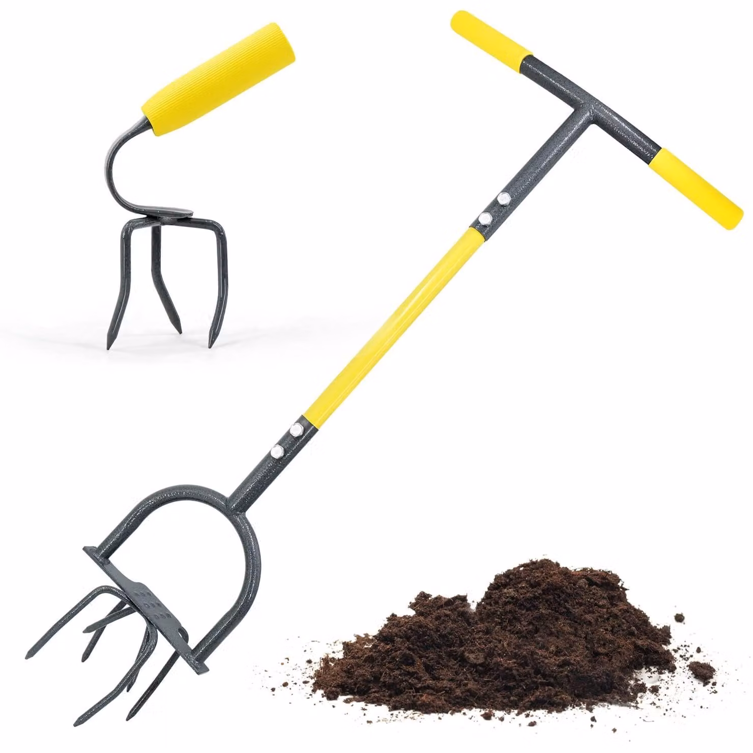 Elzusha - Set per fresatura del terreno - Albero in acciaio lungo con zappe piccole - Set robusto, prodotto artigianalmente