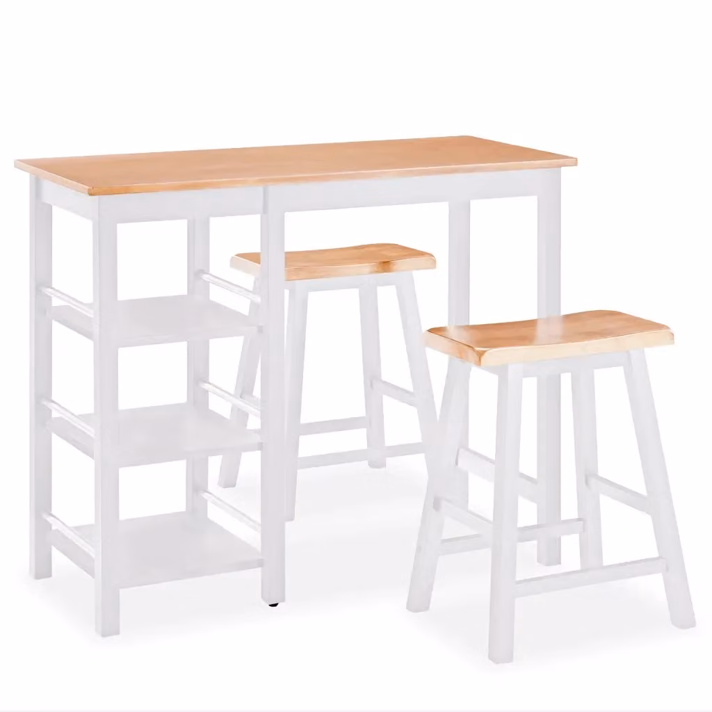 Set da pranzo vidaXL composto da tavolo rettangolare e 3 sedie in legno e MDF, colori bianco e marrone – 2