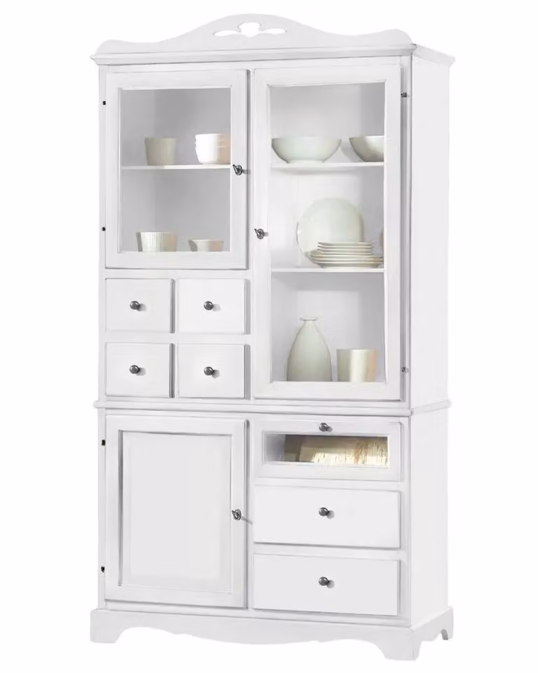 Dispensa da cucina Mobili 2G con 3 ante e 7 cassetti in laccato bianco opaco L/P/H: 120 x 52 x 220 cm