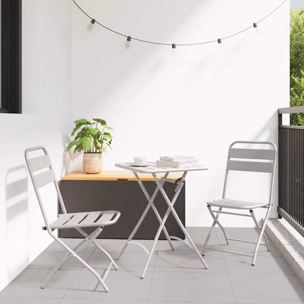 Set bistrot da giardino e balcone vidaXL in acciaio beige composto da 3 pezzi