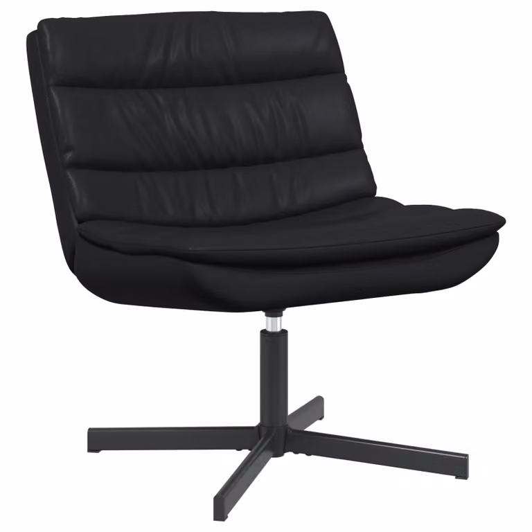 Sedia girevole moderna vidaXL in ecopelle nera con finitura lucida L: 63 cm, P: 75 cm, H: 76 cm
