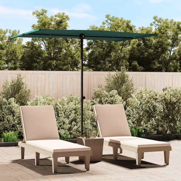 Ombrellone da Giardino vidaXL con Palo in Alluminio e Copertura in Poliestere Verde L: 200 cm, P: 150 cm, H: 215 cm