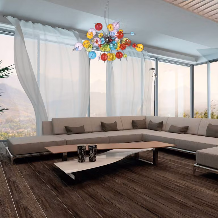 Näve Lampada a sospensione in vetro AURINIA, dimmerabile, Multicolore, Soggiorno / Sala da pranzo, Vetro, Giovanile, Lampada a sospensione