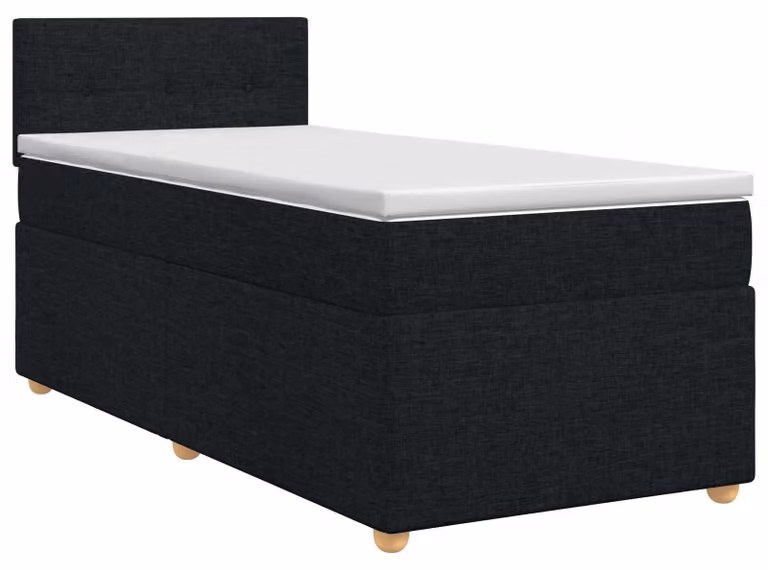 Letto a molle con materasso nero 90 x 200 cm in tessuto
