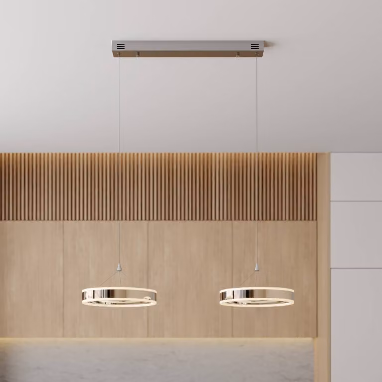 Lucande lampada LED a sospensione Lyani, 85 cm, 2 luci, cromata, dimmerabile Lyani Lucande,, Cromo / Argento, Soggiorno / Sala da pranzo, Metallo, Moderno