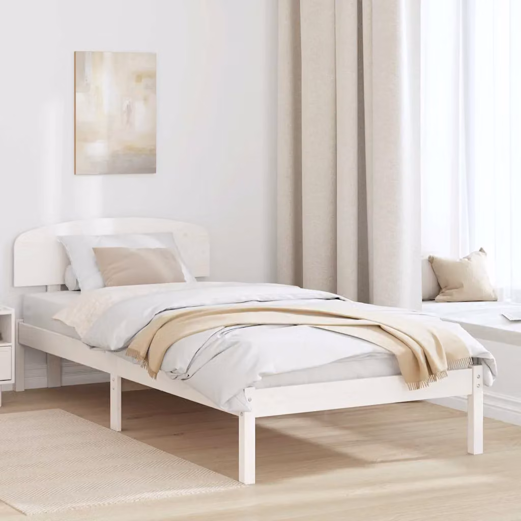 Struttura del letto in pino massello bianca vidaXL L: 200 cm, P: 100 cm, H: 74 cm