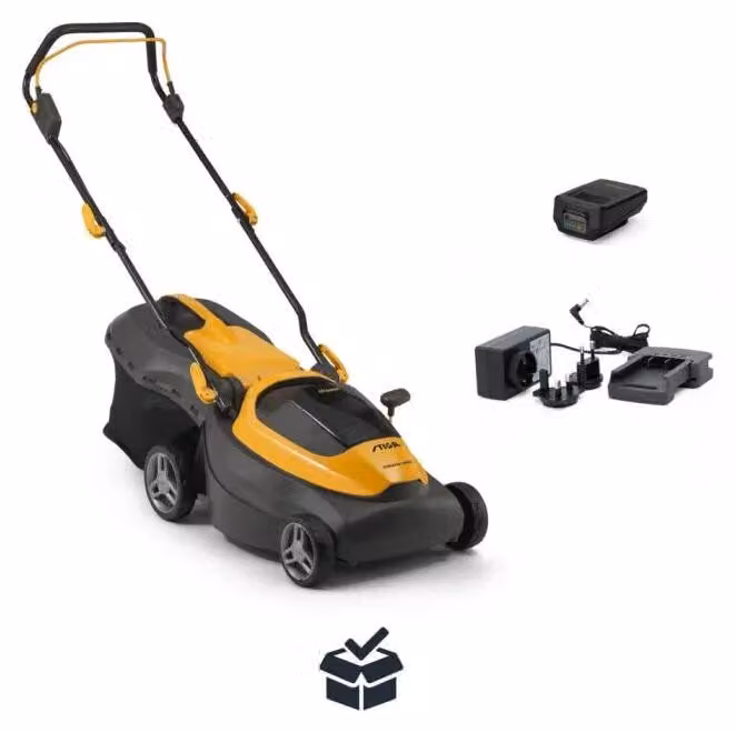 Tosaerba a batteria STIGA Collector 140e, larghezza di taglio 38 cm, incl. batteria 2x 4 Ah e caricatore doppio
