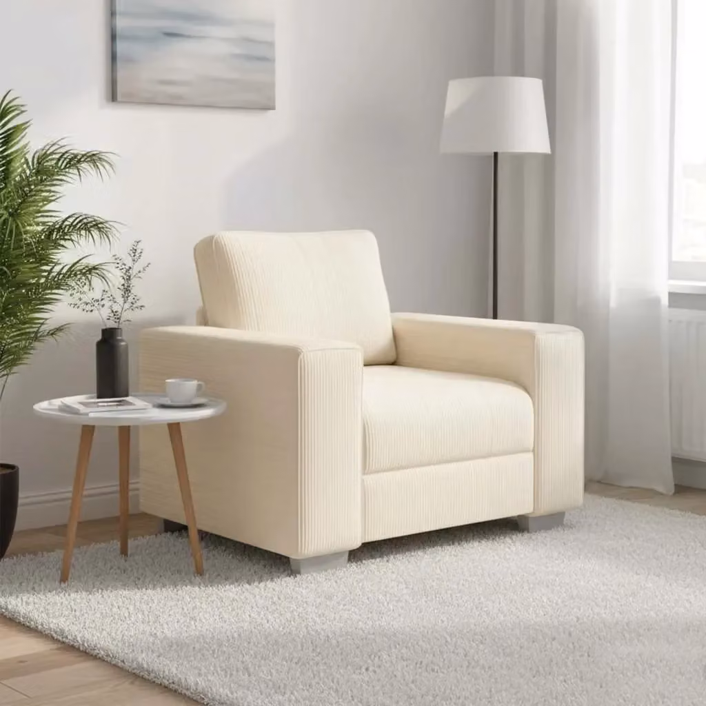 Divano moderno in velluto a coste beige per soggiorno e camera da letto L: 100 cm, P: 77 cm, H: 82 cm – 2