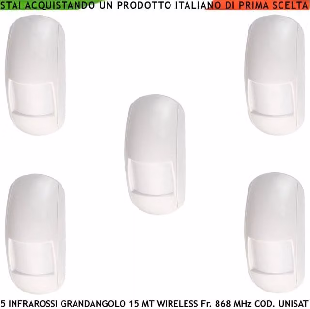 Set di 5 Sensori di Movimento Securvera Rilevatore Infrarosso Grandangolo 15 Metri, Sistema Antifurto WiFi con App Smart, Bianco
