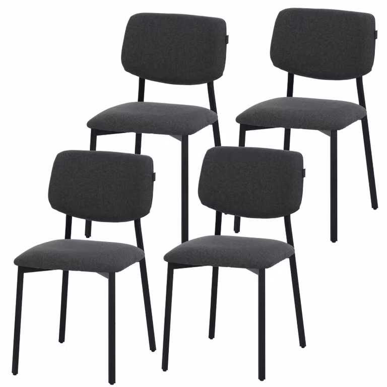 RAVINO sedia di design A21- set di 4 sedie da pranzo imbottite con rivestimento in tessuto, sedia da cucina moderna con schienale, sedia, trasportabile fino a 110 kg- grigio