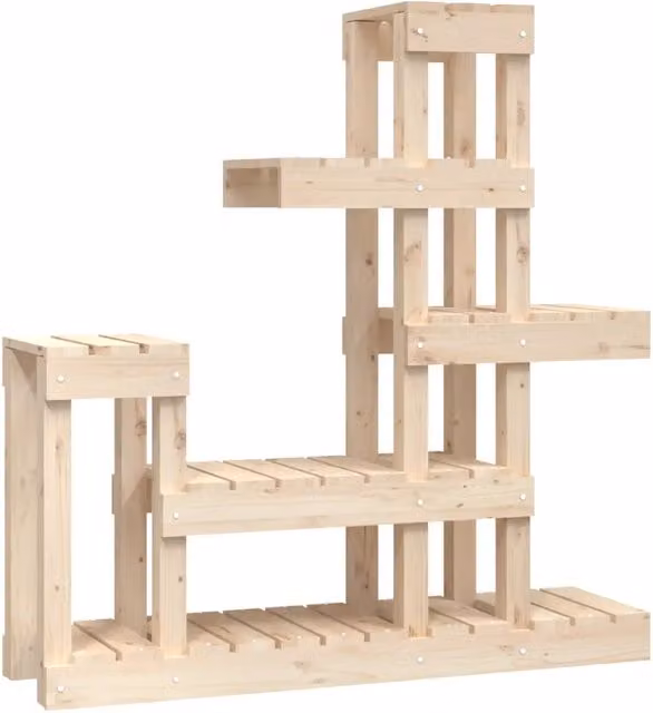 Supporto per piante in legno di pino naturale stile rustico color beige e marrone HELLOSHOP26 L: 92 cm, P: 25 cm, H: 97 cm