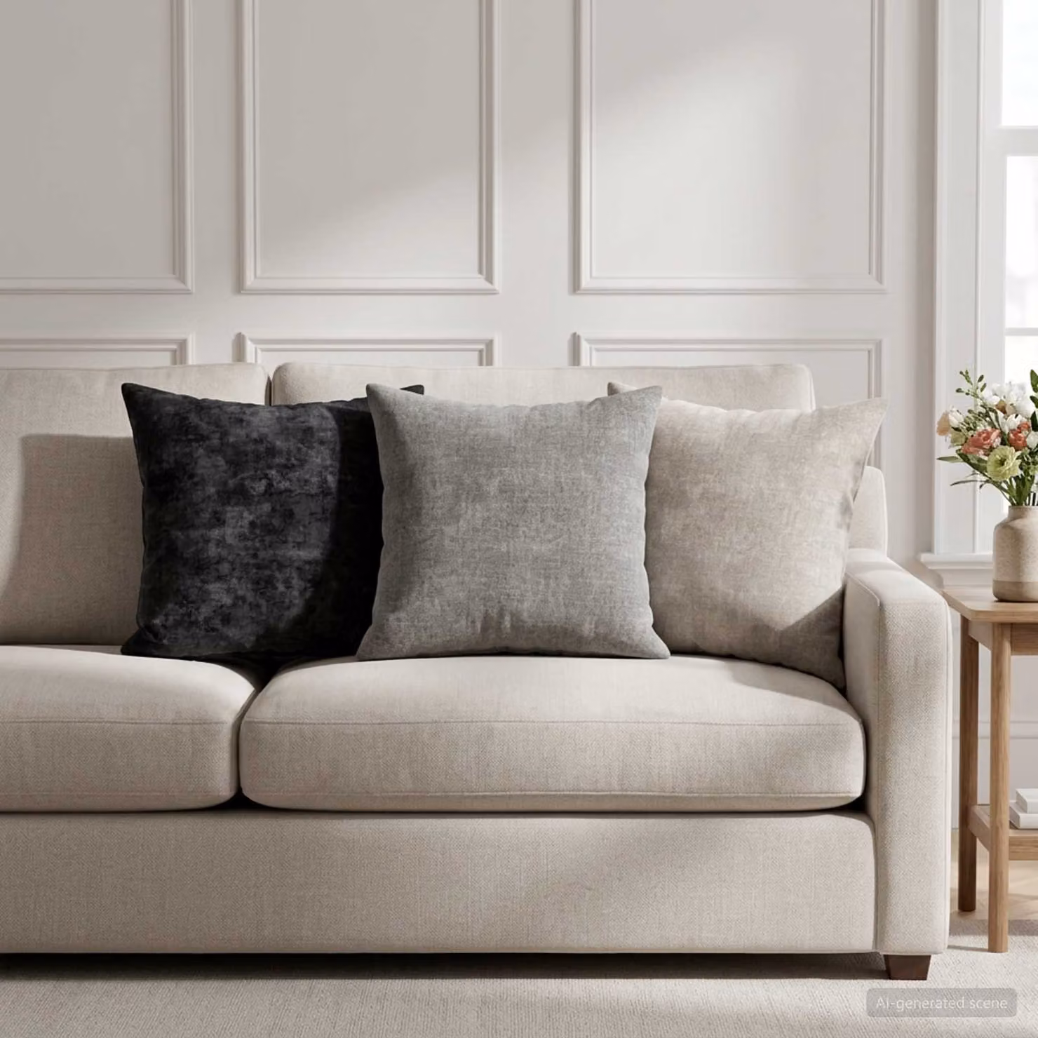 Set di 2 federe vidaXL HEERLEN in tessuto chenille grigio, L/P: 40 x 40 cm