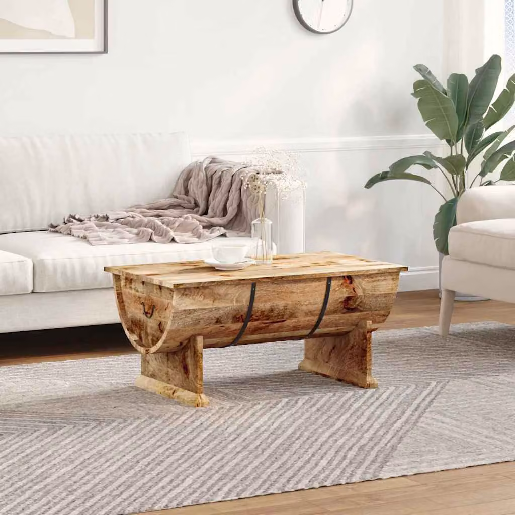 vidaXL Tavolino da Salotto Rettangolare in Legno di Mango Marrone con Finitura Opaca L: 88 cm, P: 50 cm, H: 40 cm