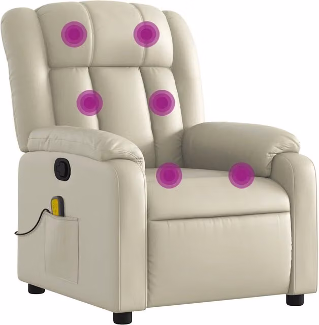 Poltrona da Massaggiante | Sedia Relax Reclinabile Crema Similpelle