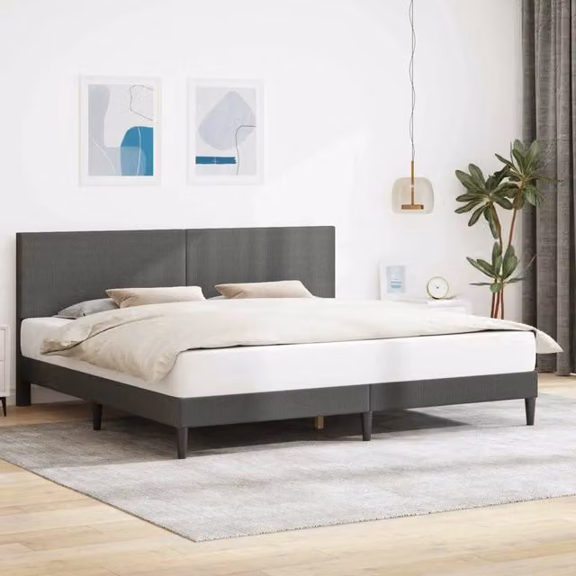 Struttura del letto moderna vidaXL in tessuto corduroy grigio L: 180 cm, P: 200 cm, H: 184 cm