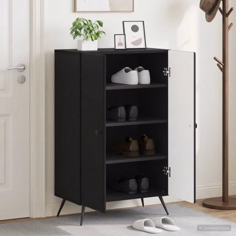 Mobile porta scarpe vidaXL BREDA nero L: 59,5 cm, P: 39,5 cm, H: 90 cm